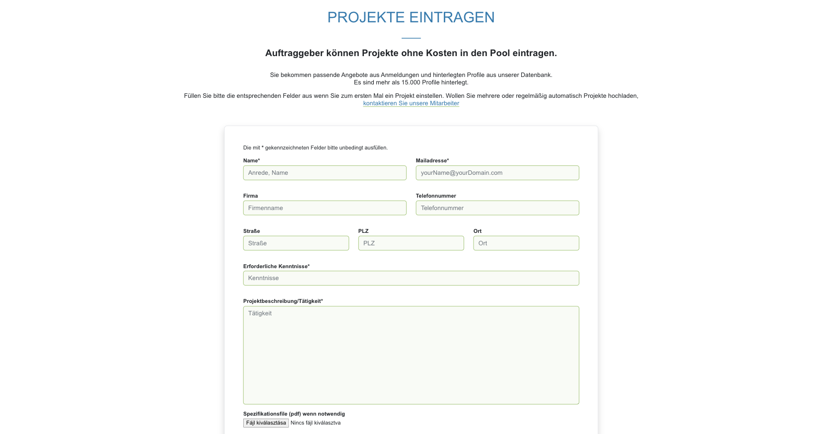 Schnelles und einfaches Hochladen von IT-Projekten auf der Plattform Projekt-Pool.de.